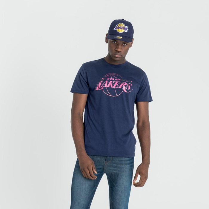 LA Lakers NBA Summer City Print Miesten T-paita Violetit - New Era Vaatteet Myynti FI-896145